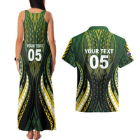 Custom Cook Islands Rugby Couples Matching Tank Maxi Dress and Hawaiian Shirt Unique Style Black Version LT05 - Polynesian Pride