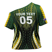 Custom Cook Islands Rugby Cross Shoulder Shirt Unique Style Black Version LT05 - Polynesian Pride
