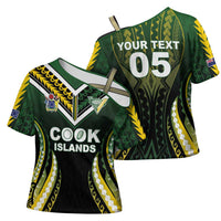 Custom Cook Islands Rugby Cross Shoulder Shirt Unique Style Black Version LT05 - Polynesian Pride