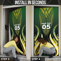 Custom Cook Islands Rugby Door Cover Unique Style Black Version LT05 - Polynesian Pride