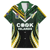 Custom Cook Islands Rugby Family Matching Long Sleeve Bodycon Dress and Hawaiian Shirt Unique Style Black Version - Polynesian Pride