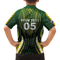 Custom Cook Islands Rugby Family Matching Short Sleeve Bodycon Dress and Hawaiian Shirt Unique Style Black Version - Polynesian Pride