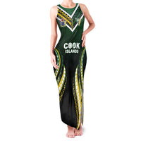 Custom Cook Islands Rugby Family Matching Tank Maxi Dress and Hawaiian Shirt Unique Style Black Version - Polynesian Pride