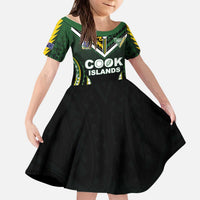 Custom Cook Islands Rugby Kid Short Sleeve Dress Unique Style Black Version LT05 KID Black - Polynesian Pride