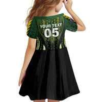 Custom Cook Islands Rugby Kid Short Sleeve Dress Unique Style Black Version LT05 - Polynesian Pride
