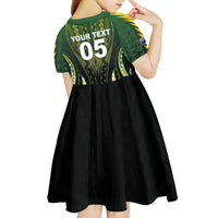 Custom Cook Islands Rugby Kid Short Sleeve Dress Unique Style Black Version LT05 - Polynesian Pride