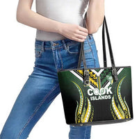 Cook Islands Rugby Leather Tote Bag Unique Style Black Version - Polynesian Pride
