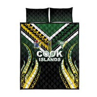 Cook Islands Rugby Quilt Bed Set Unique Style Black Version - Polynesian Pride