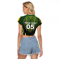 Custom Cook Islands Rugby Raglan Cropped T Shirt Unique Style Black Version LT05 - Polynesian Pride