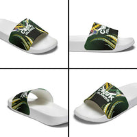 Cook Islands Rugby Slide Sandals Unique Style Black Version - Polynesian Pride