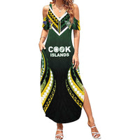 Custom Cook Islands Rugby Summer Maxi Dress Unique Style Black Version LT05 Women Black - Polynesian Pride