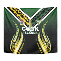 Cook Islands Rugby Tapestry Unique Style Black Version - Polynesian Pride