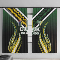 Cook Islands Rugby Window Curtain Unique Style Black Version - Polynesian Pride