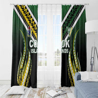 Cook Islands Rugby Window Curtain Unique Style Black Version - Polynesian Pride