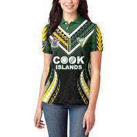 Custom Cook Islands Rugby Women Polo Shirt Unique Style Black Version LT05 - Polynesian Pride