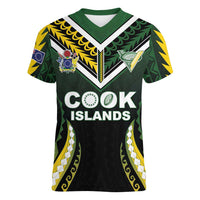 Custom Cook Islands Rugby Women V-Neck T-Shirt Unique Style Black Version LT05 Female Black - Polynesian Pride