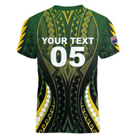 Custom Cook Islands Rugby Women V-Neck T-Shirt Unique Style Black Version LT05 - Polynesian Pride