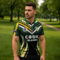 Custom Cook Islands Rugby Zipper Polo Shirt Unique Style Black Version LT05 - Polynesian Pride