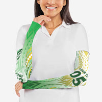 Custom Cook Islands Rugby Arm Sleeves Unique Style White Version - Polynesian Pride