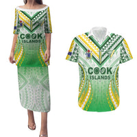 Custom Cook Islands Rugby Couples Matching Puletasi and Hawaiian Shirt Unique Style White Version LT05 White - Polynesian Pride