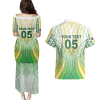 Custom Cook Islands Rugby Couples Matching Puletasi and Hawaiian Shirt Unique Style White Version LT05 - Polynesian Pride
