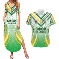 Custom Cook Islands Rugby Couples Matching Summer Maxi Dress and Hawaiian Shirt Unique Style White Version LT05 White - Polynesian Pride