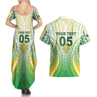 Custom Cook Islands Rugby Couples Matching Summer Maxi Dress and Hawaiian Shirt Unique Style White Version LT05 - Polynesian Pride