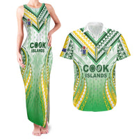 Custom Cook Islands Rugby Couples Matching Tank Maxi Dress and Hawaiian Shirt Unique Style White Version LT05 White - Polynesian Pride