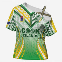Custom Cook Islands Rugby Cross Shoulder Shirt Unique Style White Version LT05 Female White - Polynesian Pride