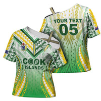 Custom Cook Islands Rugby Cross Shoulder Shirt Unique Style White Version LT05 - Polynesian Pride