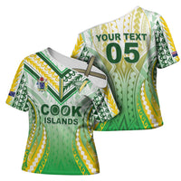 Custom Cook Islands Rugby Cross Shoulder Shirt Unique Style White Version - Polynesian Pride