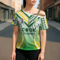 Custom Cook Islands Rugby Cross Shoulder Shirt Unique Style White Version LT05 - Polynesian Pride