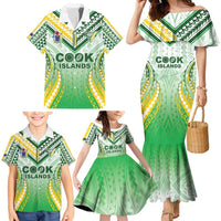 Custom Cook Islands Rugby Family Matching Mermaid Dress and Hawaiian Shirt Unique Style White Version - Polynesian Pride