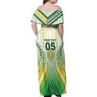 Custom Cook Islands Rugby Family Matching Off Shoulder Maxi Dress and Hawaiian Shirt Unique Style White Version - Polynesian Pride