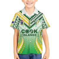 Custom Cook Islands Rugby Family Matching Off Shoulder Maxi Dress and Hawaiian Shirt Unique Style White Version LT05 Son's Shirt White - Polynesian Pride