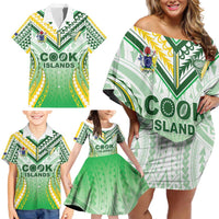 Custom Cook Islands Rugby Family Matching Off Shoulder Short Dress and Hawaiian Shirt Unique Style White Version - Polynesian Pride