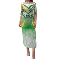 Custom Cook Islands Rugby Family Matching Puletasi and Hawaiian Shirt Unique Style White Version LT05 Mom's Dress White - Polynesian Pride