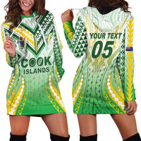 Custom Cook Islands Rugby Hoodie Dress Unique Style White Version LT05 - Polynesian Pride