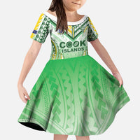 Custom Cook Islands Rugby Kid Short Sleeve Dress Unique Style White Version LT05 KID White - Polynesian Pride