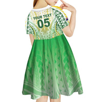 Custom Cook Islands Rugby Kid Short Sleeve Dress Unique Style White Version LT05 - Polynesian Pride