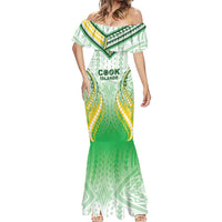 Custom Cook Islands Rugby Mermaid Dress Unique Style White Version - Polynesian Pride