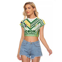 Custom Cook Islands Rugby Raglan Cropped T Shirt Unique Style White Version LT05 Female White - Polynesian Pride