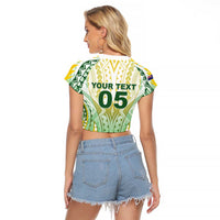 Custom Cook Islands Rugby Raglan Cropped T Shirt Unique Style White Version LT05 - Polynesian Pride