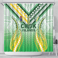 Cook Islands Rugby Shower Curtain Unique Style White Version - Polynesian Pride