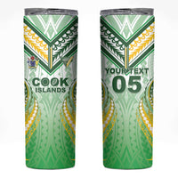 Custom Cook Islands Rugby Skinny Tumbler Unique Style White Version - Polynesian Pride