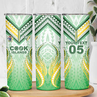 Custom Cook Islands Rugby Skinny Tumbler Unique Style White Version - Polynesian Pride