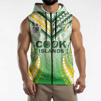 Custom Cook Islands Rugby Sleeveless Zip Hoodie Unique Style White Version - Polynesian Pride