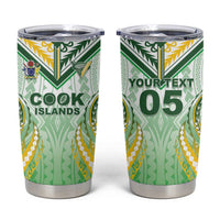 Custom Cook Islands Rugby Tumbler Cup Unique Style White Version - Polynesian Pride