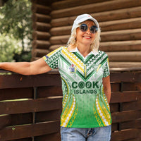 Custom Cook Islands Rugby Women Polo Shirt Unique Style White Version - Polynesian Pride