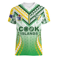 Custom Cook Islands Rugby Women V-Neck T-Shirt Unique Style White Version LT05 Female White - Polynesian Pride